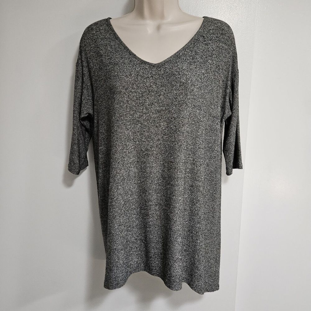 J. Jill Size XS Heathered Gray Stretch Knit Tunic w/ Elbow Length Sleeves